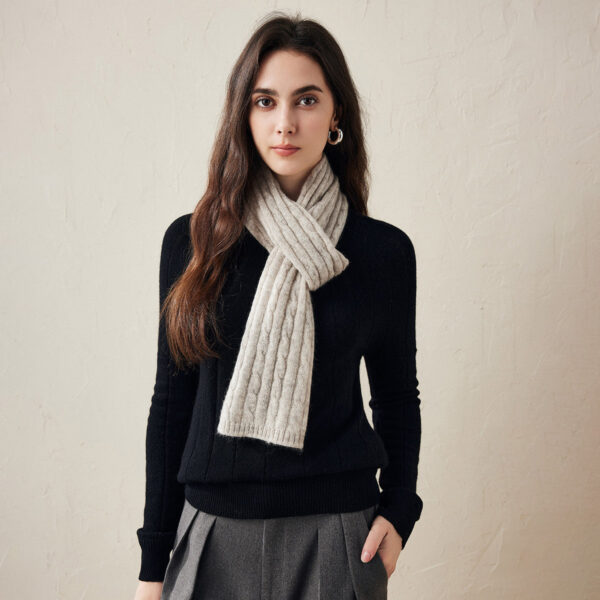 Stay warm and stylish with our Classic Cable Knit Cashmere Scarf