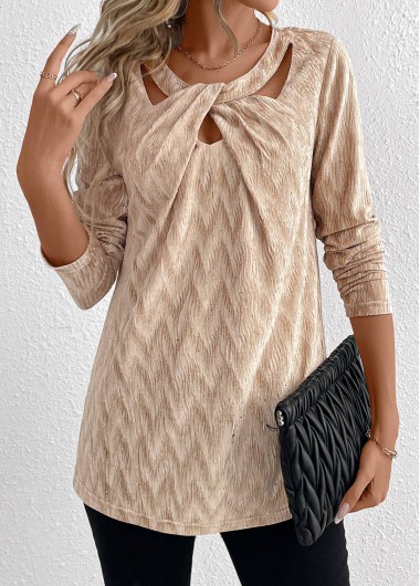 ROTITA Velvet Champagne Long Sleeve T Shirt