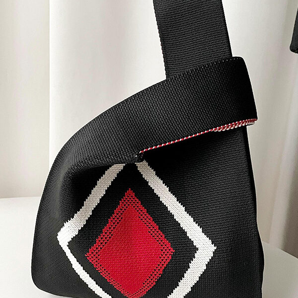 Contrast Color Geometric Woven Handbag BLACK-One_size SkuCY-!115246MaterialPolyester