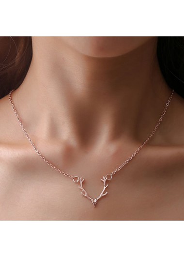 Light Pink Elk Alloy Pendant Necklace