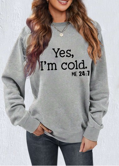 ROTITA Patchwork Grey Round Neck Long Sleeve Sweatshirt