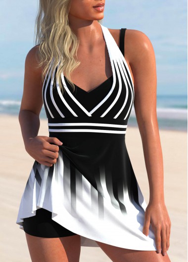 ROTITA Cut Out Black Ombre Swimdress Top
