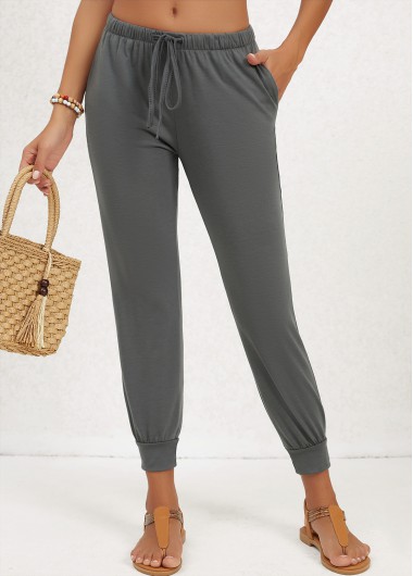 Pocket Dark Grey Jogger Mid Waisted Pants