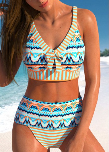 ROTITA Patchwork Multi Color Tribal Print Bikini Set