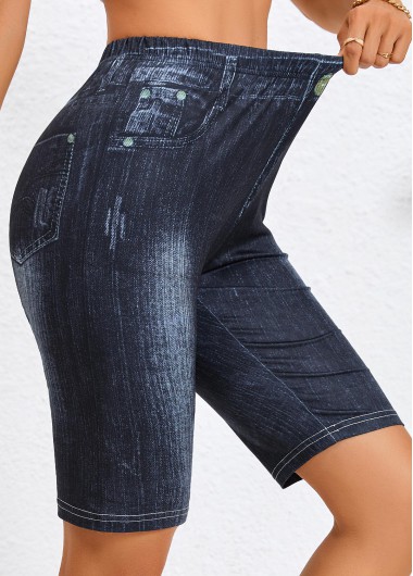 Denim Blue Skinny High Waisted Shorts
