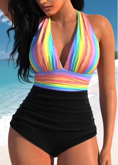 ROTITA Tie Rainbow Color One Piece Swimwear
