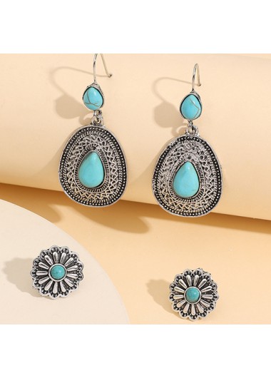 Silver Alloy Vintage Tribal Design Earrings Set