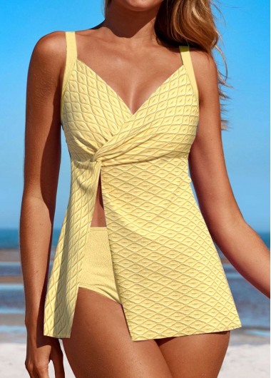 ROTITA Jacquard Light Yellow Swimdress and Panty