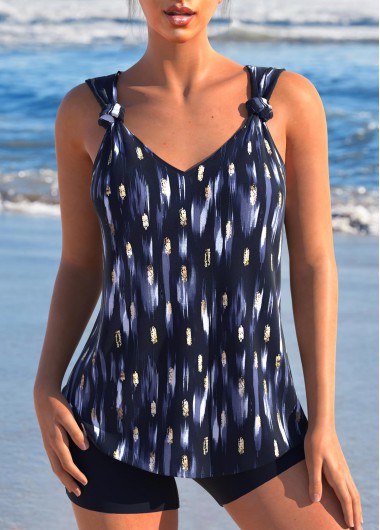ROTITA Twist Navy Polka Dot Tankini Set