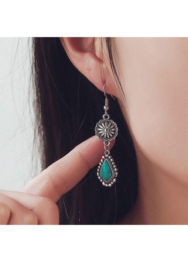 Mint Green Turquoise Patchwork Alloy Earrings