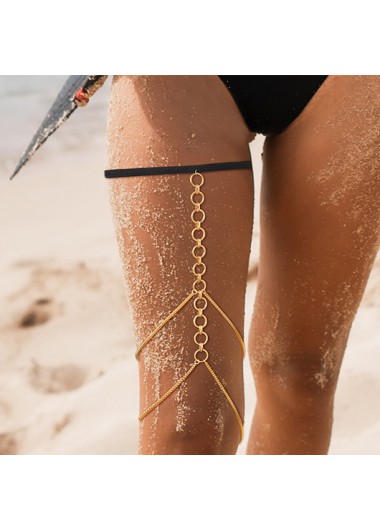 Round Geometric Gold Alloy Body Chain
