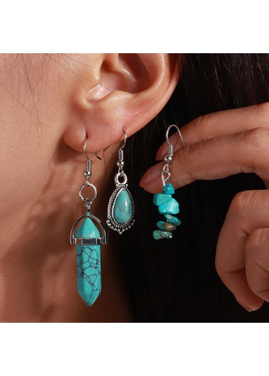 Mint Green Waterdrop Alloy Earrings Set