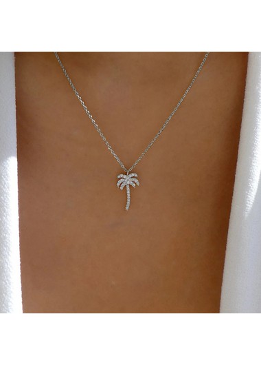 Silvery White Alloy Coconut Palm Necklace