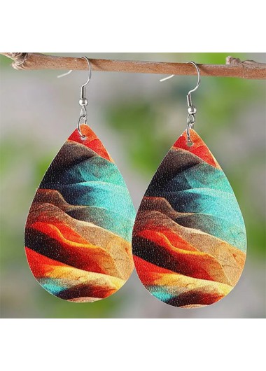 Multi Color Faux Leather Graphic Earrings