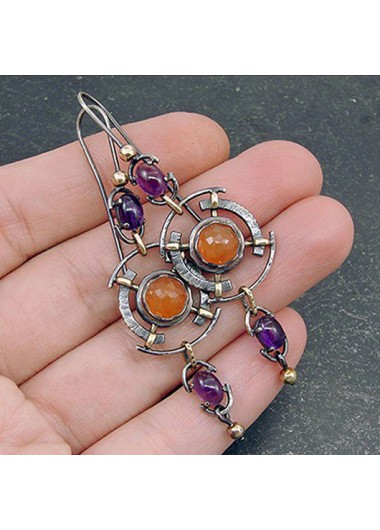 Orange Retro Bohemian Geometric Alloy Earrings
