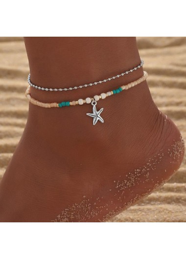 Sea Star Silvery White Alloy Anklet Set