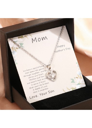Heart Geometric Silvery White Alloy Necklace