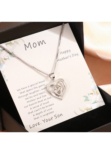 Heart Silvery White Geometric Alloy Necklace