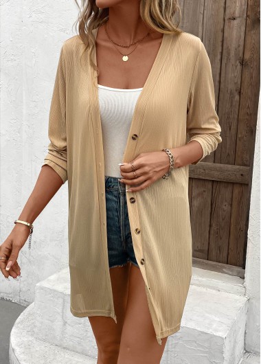 Button Up Lightweight Long Sleeve Light Cardigan