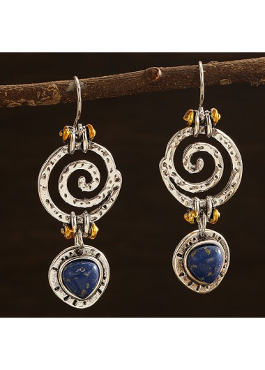 Silver Alloy Cutout Spiral Design Earrings