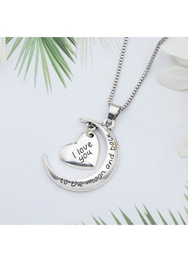 Heart Silvery White Letter Alloy Necklace