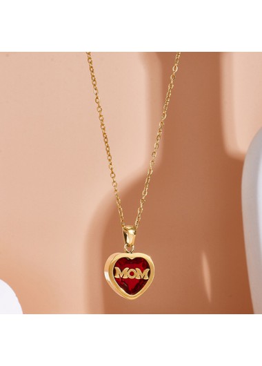 Heart Red Letter Patchwork Pendant Necklace