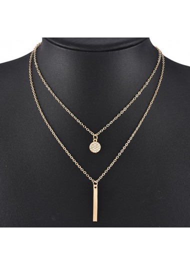 Rhinestone Square Gold Alloy Necklace Set