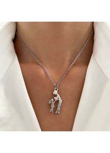 Silvery White Alloy Mother's Day Necklace