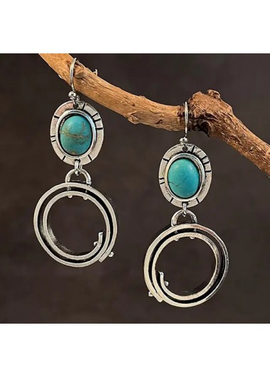 Round Vintage Mint Green Alloy Earrings
