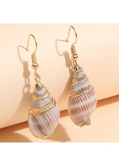 Shell Conch Detail Gold Alloy Earrings