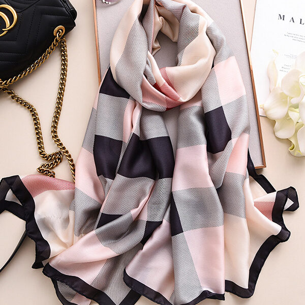 Chic Plaid Silk Imitation Shawl&Scarf PINK-One_size SkuCY-!111945MaterialSilk Imitation FeaturePrinted