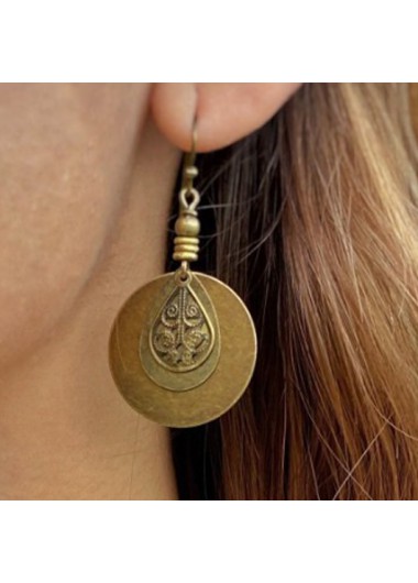 Round Gold Retro Circular Alloy Earrings