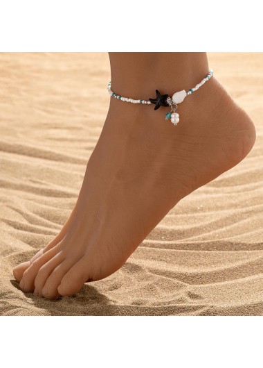 Seasehll Design Beaded White Alloy Anklet
