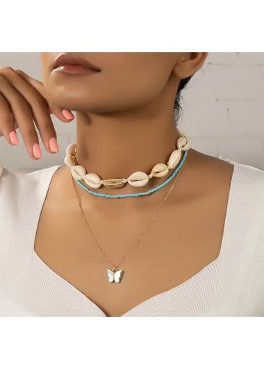 Shell Mint Green Alloy Necklace Set
