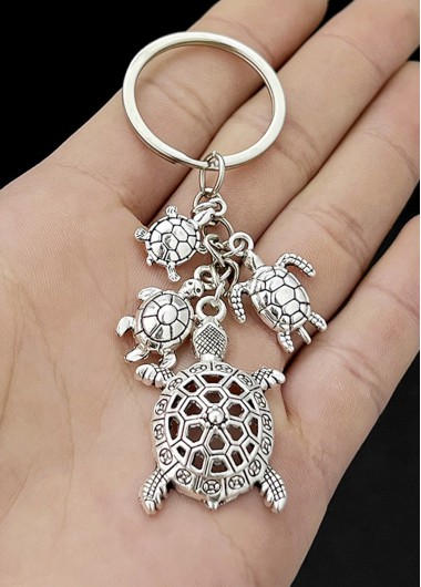 Cut Out Turtle Silver Alloy Keychains