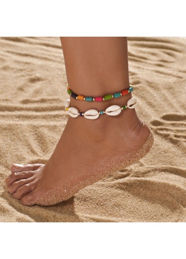 Seashell Design Beige Plastic Anklet Set
