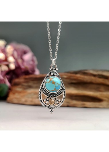 Mint Green Alloy Turquoise Teardrop Necklace