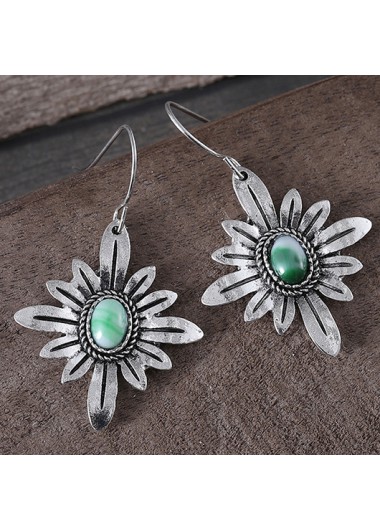 Mint Green Floral Bohemian Alloy Earrings