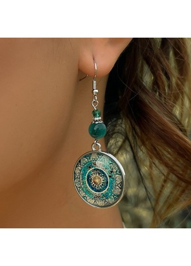Round Mint Green Alloy Geometric Earrings