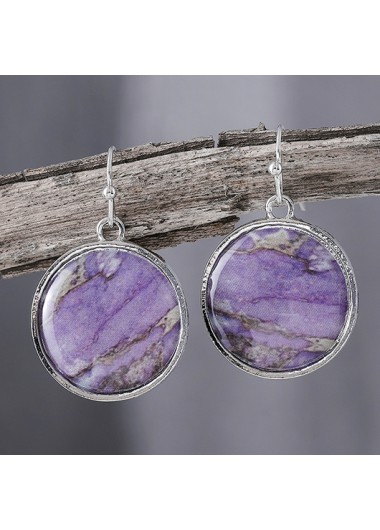 Round Bohemian Dusty Purple Alloy Earrings