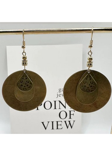 Round Vintage Design Gold Alloy Earrings