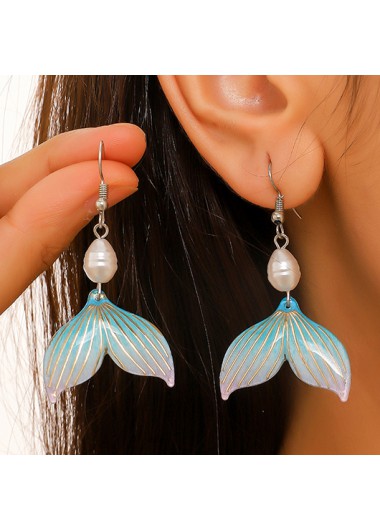 Mint Green Alloy Pearl Striped Earrings