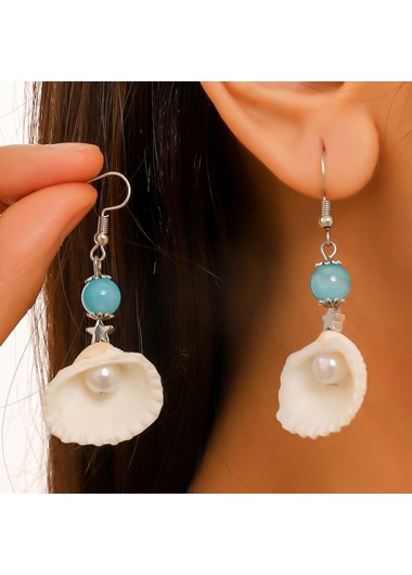 Pearl Seashell Design Beige Alloy Earrings