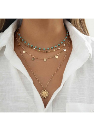 Gold Vintage Design Alloy Necklace Set