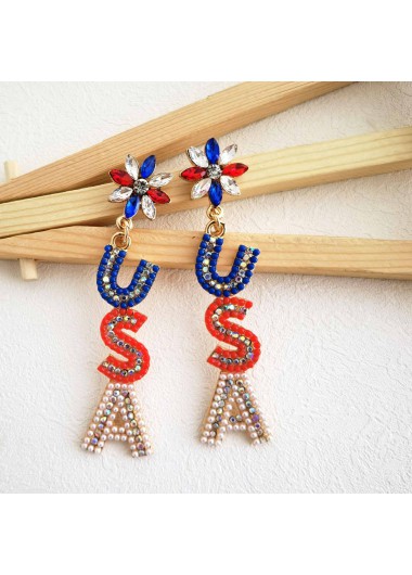 Red Letter Geometric Detail Alloy Earrings