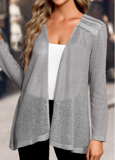 ROTITA Patchwork Long Sleeve Lace Light Cardigan