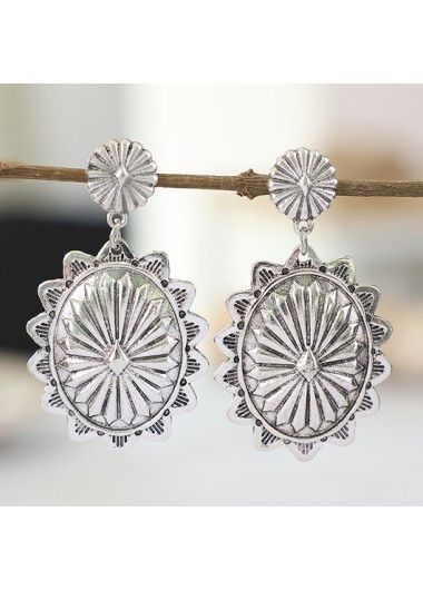 Silvery White Vintage Design Alloy Earrings