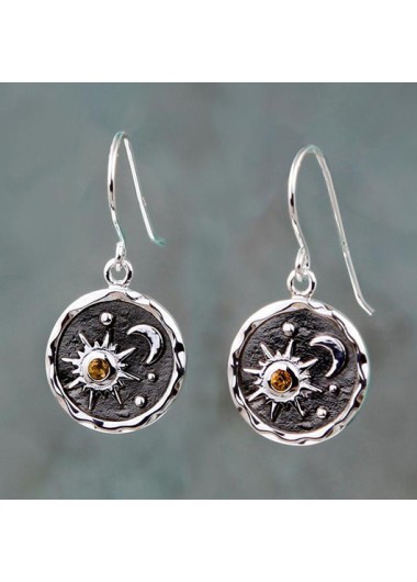 Round Detail Silvery White Alloy Earrings