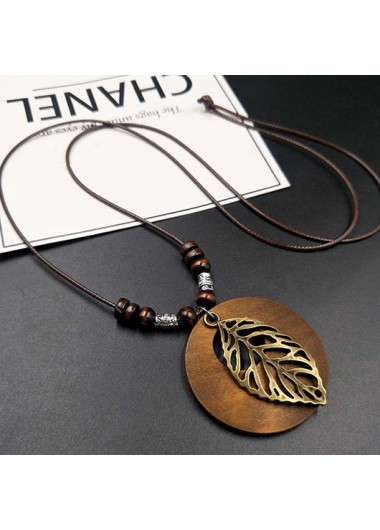 Leaf Design Dark Coffee Alloy Necklace