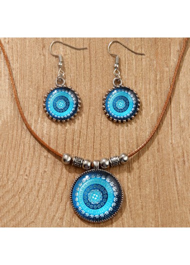 Round Bohemian Light Blue Alloy Earrings